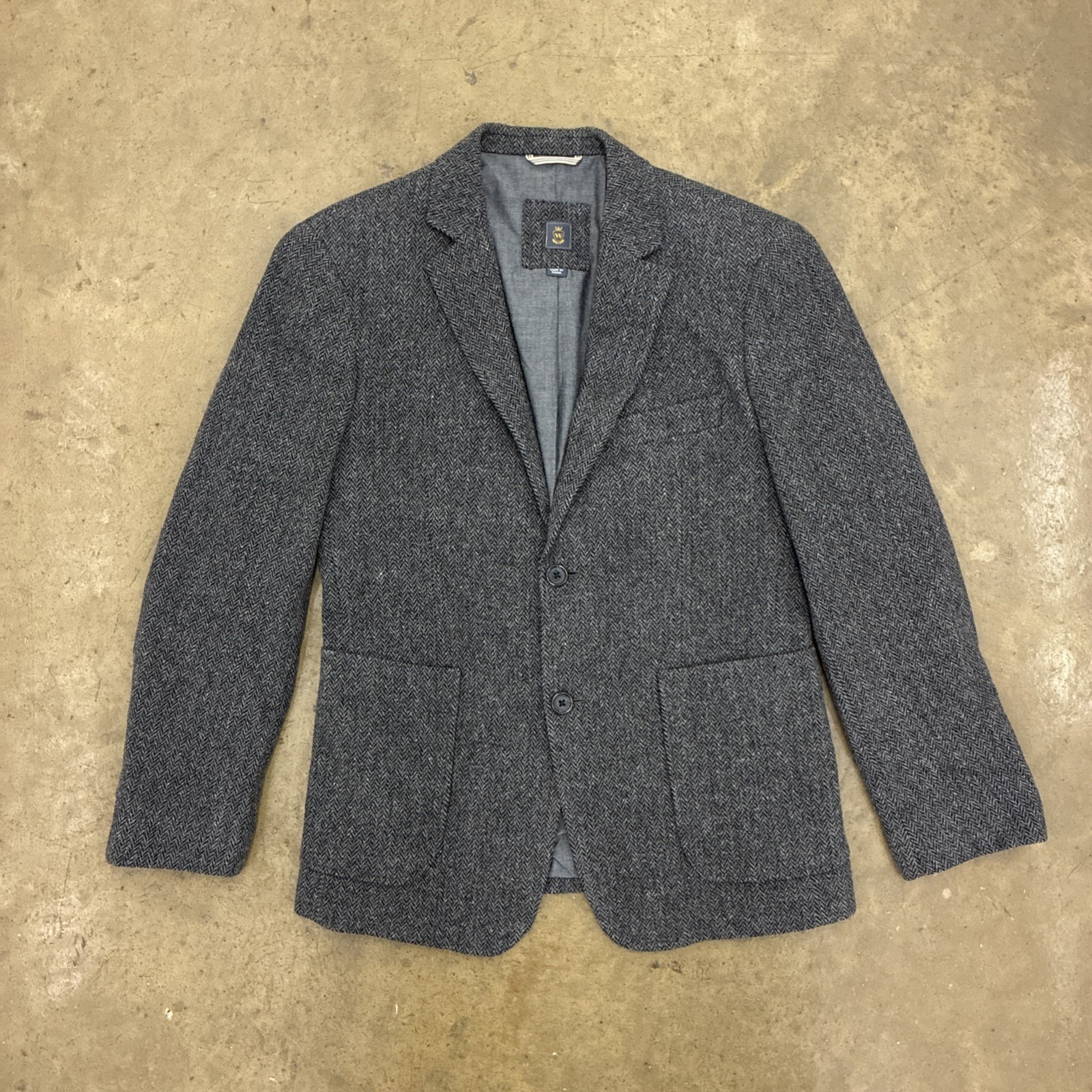 Wallin & Bros Wool Tweed Elegant Grey Suit Jacket Coat Blazer - Men's Size 38